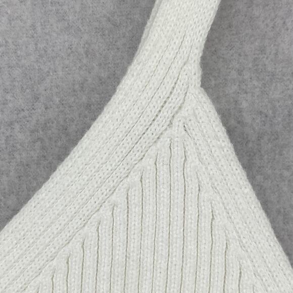 EILEEN FISHER Sweater L Cotton Tank Top Cami V-Neck Ribbed Pullover White - Picture 6 of 9